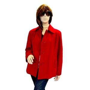 London Fog Red Wool Blend Pea Coat